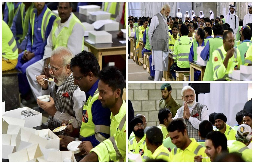 Narendra Modi Narendra Modi in Doha, Narendra Modi Latest news, Modi meal with workers, Modi Doha News, Modi Meal Workers, Narendra Modi in Qatar