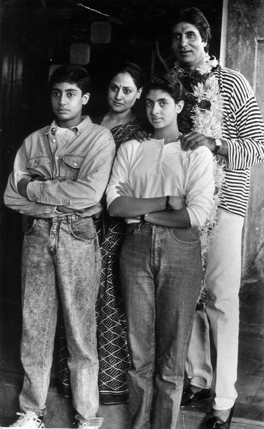 Film star Amitabh Bachchan with his wife Jaya Bachchan, son Abhishek Bachchan and daughter Shweta Bachchan.