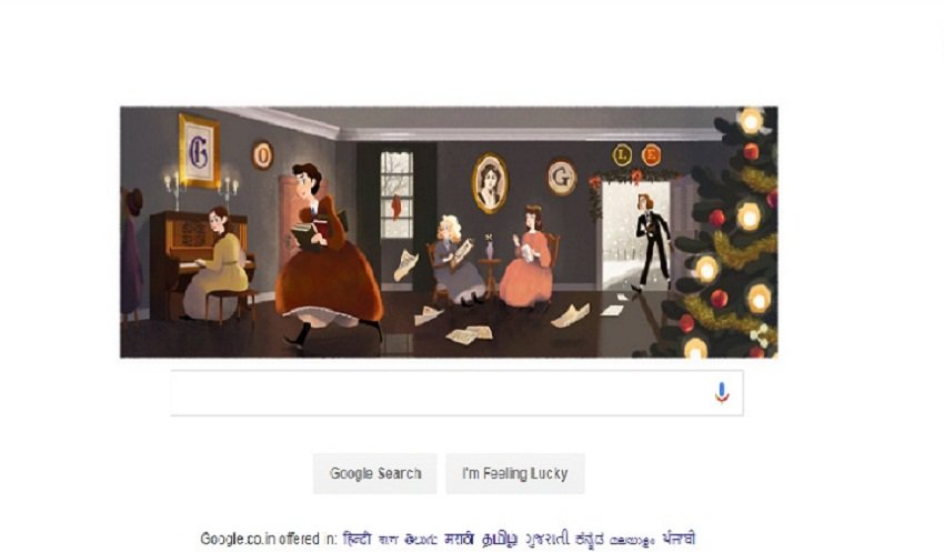 लुइसा मे एल्कॉट के बाल उपन्यास पर आधारित गूगल का डूडल।