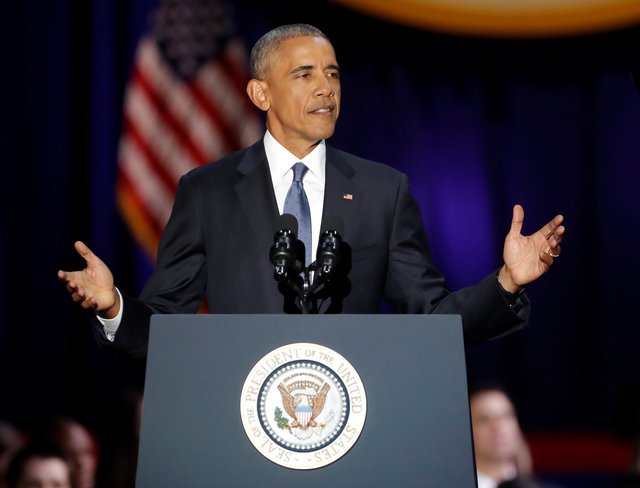 U.S. President Barack Obama delivers a farewell address at McCormick Place in Chicago Obama, Barack Obama, Barack Obama cry, Barack Obama wipes away tears, Barack Obama farewell address, Barack Obama cries at farewell address, india news, jansatta, obama farewell photos, obama speech, obama last address