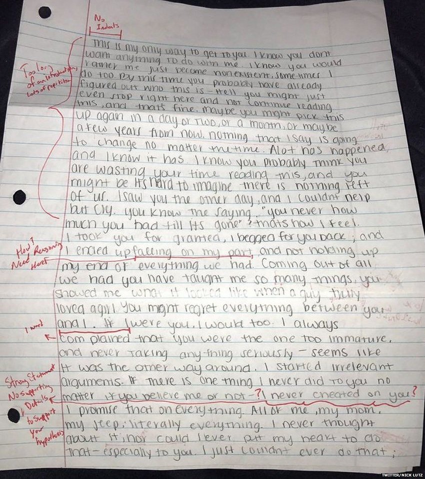 Nick Lutz, Viral Love apology letter, love letter