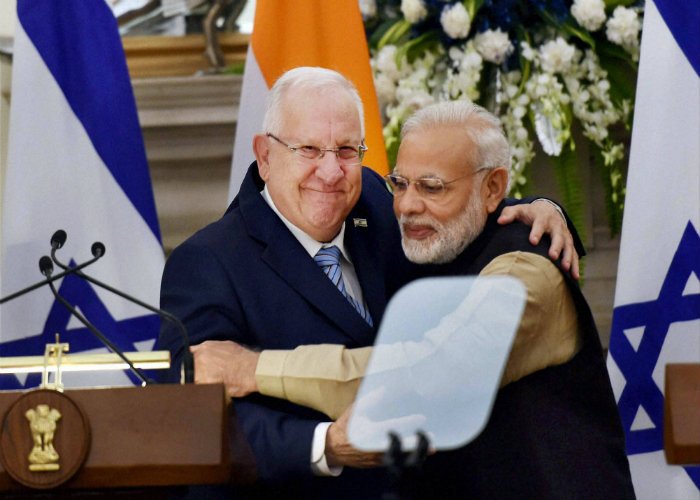 PM-Modi-with-Israeli-President-Reuven-Rivlin modi in israel, narendra modi, modi israel visit, modi netanyahu, benjamin netanyahu, india israel, india israel relations, india news