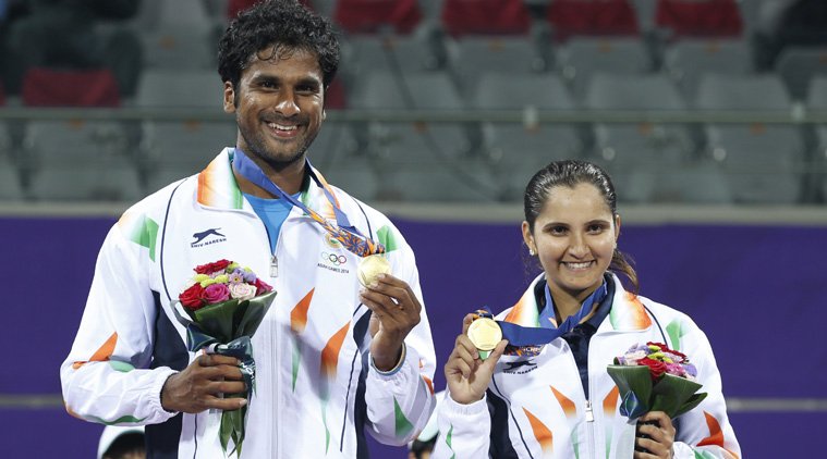 सानिया मिर्जा और साकेत माइनेनी की जोड़ी ने भारत को एशियाई खेलों की टेनिस मिश्रित युगल स्पर्धा में स्वर्ण पदक दिलाया। भारत ने इस बार एशियाई खेलों की टेनिस स्पर्धा में एक स्वर्ण समेत पांच पदक जीते।