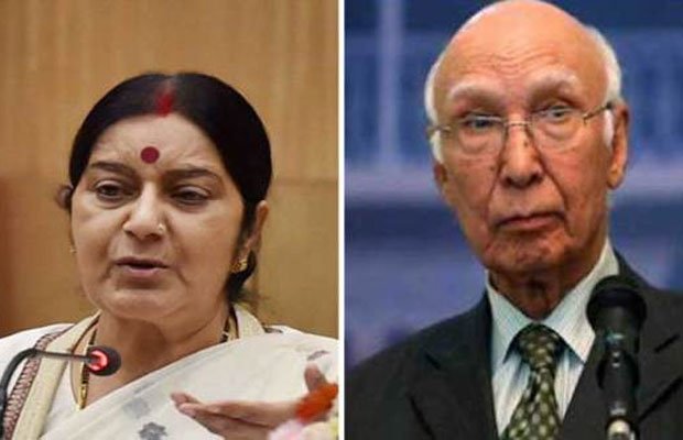 Swaraj, Aziz meet briefly on SAARC