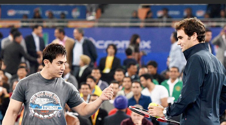 Aamir Khan Roger Federer PK Aamir Khan Roger Federer PK