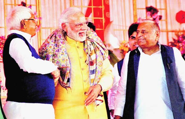 saifai, narendra modi, narendra modi saifai, Lalu Prasad Yadav, Mulayam Singh Yadav, tej pratap singh yadav, tej pratab tilak ceremony, mulayam singh yadav, india new