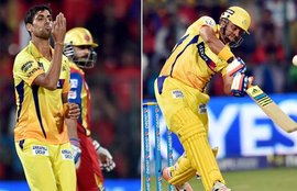 Suresh Raina, Ashish Nehra, Chennai Super Kings, Royal Challengers Bangalore, RCB vs CSK, IPL 2015, IPL Gallery, IPL Match