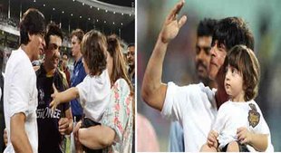 Shah Rukh Khan, Abram, KKR, KKR Win, Shah Rukh With Abram, KKR Cheering, Gautam Gambhir, Abram Gautam Gambhir, Eden Gardens, IPL 8