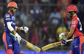 Shreyas Iyer, Jean Paul Duminy, Delhi Daredevils, Mumbai Indians, DD vs MI, DD vs MI Score, DD vs MI Photos, DD vs MI Match, IPL News, IPL 2015