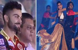 IPL 8, virat kohli, anushka sharma, anuska, anushka virat, anushka sharma performance, anushka sharma at ipl inauguration, anushka dances at IPL 8, anushka sharma dance, virat watches anushka, cricketer virat kohli, actress anushka sharma, entertainment news