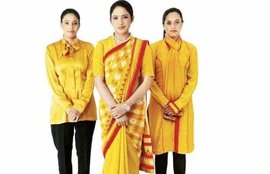 Air India, Air India uniform, air india uniform saree, air india uniform photos, air india crew uniform, air india pilot uniform, Air India new uniform, Air India cabin crew, NIFT