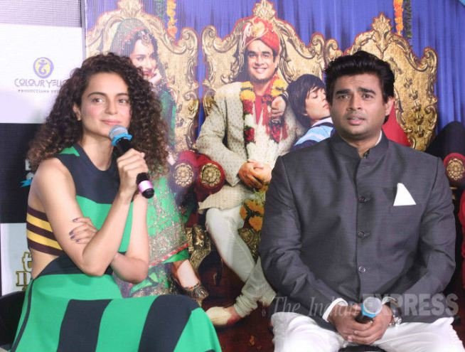 tanu weds manu trailer launch, tanu weds manu trailer, kangana ranaut, r madhavan, kangana madhavan at tanu weds manu trailer launch, nisika lulla, anand l roi, latest news on tanu weds manu trailer launch, tanu weds manu trailer launch news in hindi