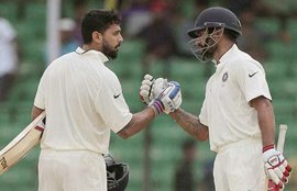 शिखर धवन, मुरली विजय, फतुल्लाह टैस्ट, भारत बनाम बांग्लादेश, Ind vs Ban, Ban vs ind, India vs Bangladesh, Shikhar Dhawan, Murali Vijay, India vs Bangladesh Fatullah Test, India Cricket Team, India Bangladesh, India vs Bangladesh 2015, India in Bangladesh, Cricket News, Cricket