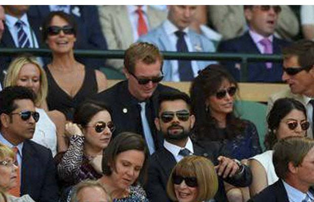 विंबलडन सेमीफाइनल, सचिन तेंदुलकर, विराट कोहली, wimbledon 2015, sachin tendulkar, virat kohli, anushka sharma, sachin kohli wimbledon, wimbledon semi final, wimbledon news
