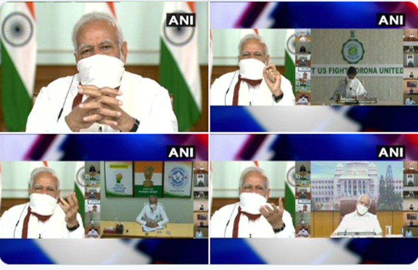 India Lockdown Extension: देशभर के मुख्यमंत्रियों से वीडियो कॉन्फ्रेंसिंग के जरिए मीटिंग करते पीएम नरेंद्र मोदी। (फोटो-ANI)