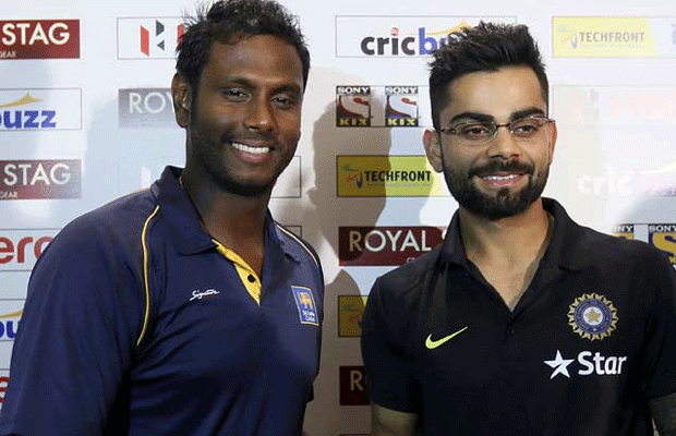 कुमार संगकारा, एंजेलो मैथ्यूज, भारत बनाम श्रीलंका, क्रिकेट, खेल, india tour of sri lanka, india vs sri lanka, india tour of sri lanka 2015, india sri lanka, india vs sri lanka 2015, india cricket team, india, sri lanka, virat kohli, angelo mathews, mathews, cricket news, cricket