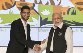 narendra modi, modi google, modi in google, 500 free wifi rail stations, narendra modi live, modi in us, sundar pichai, narendra modi news, नरेंद्र मोदी, मोदी गूगल, गूगल, सुंदर पिचाई, 500 रेलवे स्टेशन, इंटरनेट