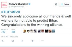 मजाक उड़ा तो एग्जिट पोल में NDA को 155 सीटें देने वाले Chanakya ने मांगी माफी