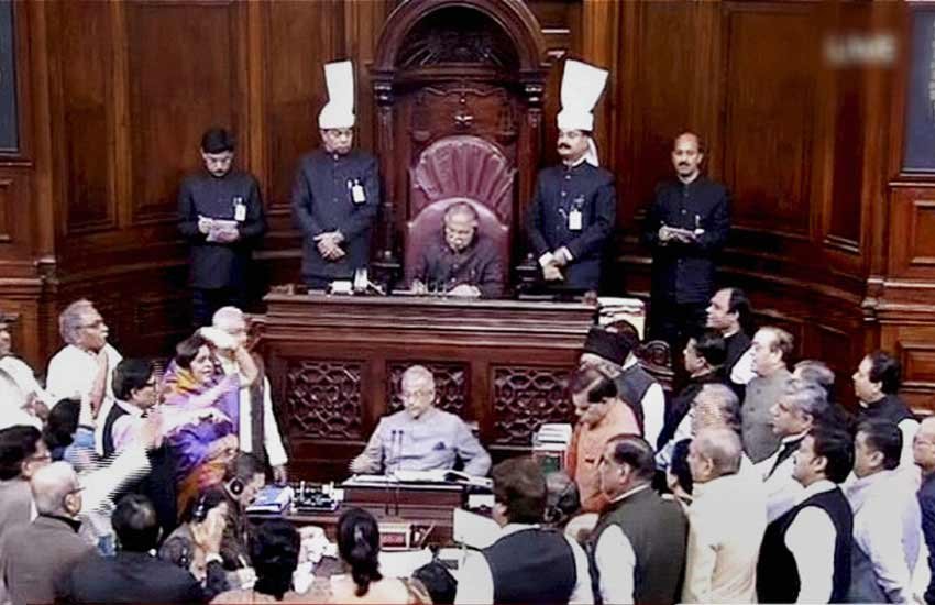 राज्यसभा मं नेशनल हेराल्ड मुद्दे पर हंगामा। (पीटीआई फोटो)