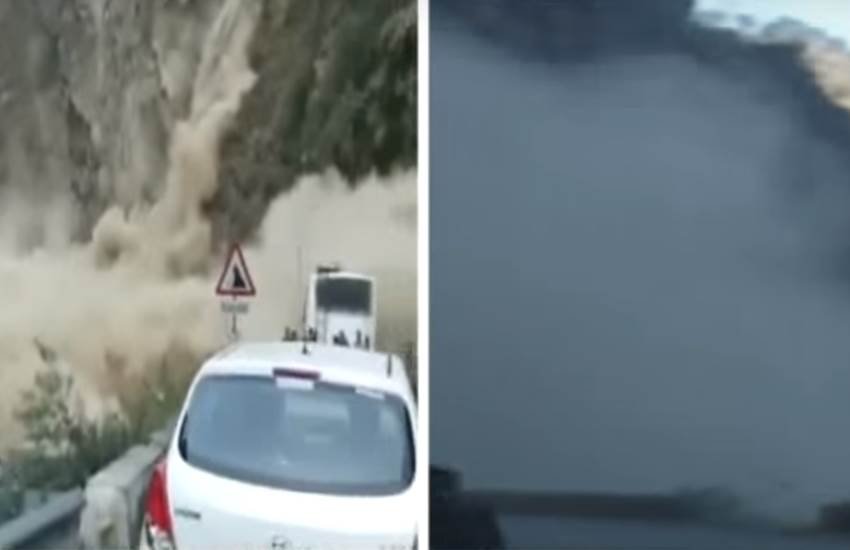 Manali landslide, National Highway, Highway blocked, Kiratpur-Manali National Highway, Mandi, भूस्खलन, पहाड़ दरका, मंडी, मनाली हाई-वे, पहाड़ गिरा, भूस्खलन, पहाड़ खिसका