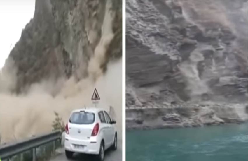 Manali landslide, National Highway, Highway blocked, Kiratpur-Manali National Highway, Mandi, भूस्खलन, पहाड़ दरका, मंडी, मनाली हाई-वे, पहाड़ गिरा, भूस्खलन, पहाड़ खिसका
