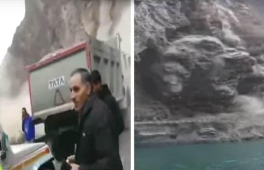 Manali landslide, National Highway, Highway blocked, Kiratpur-Manali National Highway, Mandi, भूस्खलन, पहाड़ दरका, मंडी, मनाली हाई-वे, पहाड़ गिरा, भूस्खलन, पहाड़ खिसका