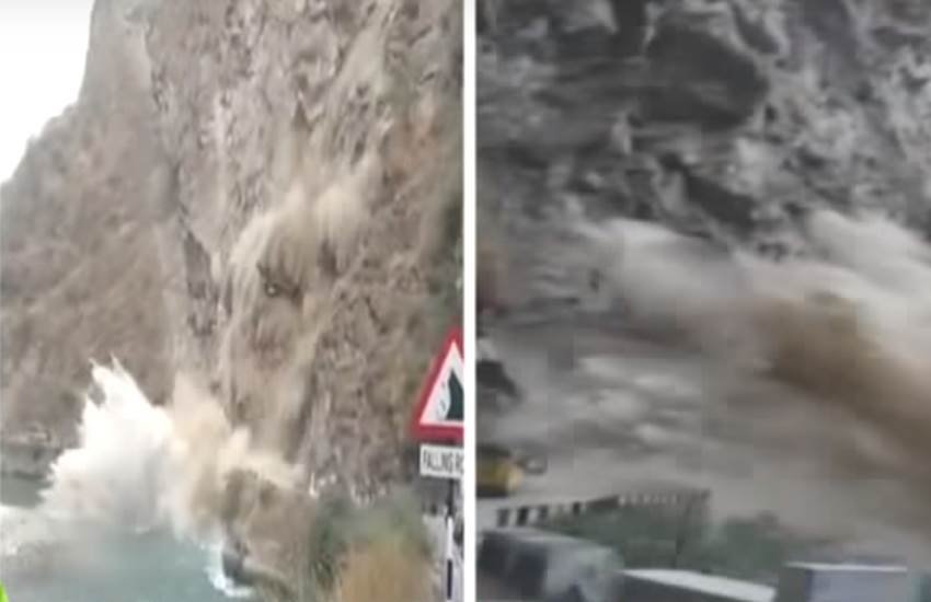 Manali landslide, National Highway, Highway blocked, Kiratpur-Manali National Highway, Mandi, भूस्खलन, पहाड़ दरका, मंडी, मनाली हाई-वे, पहाड़ गिरा, भूस्खलन, पहाड़ खिसका