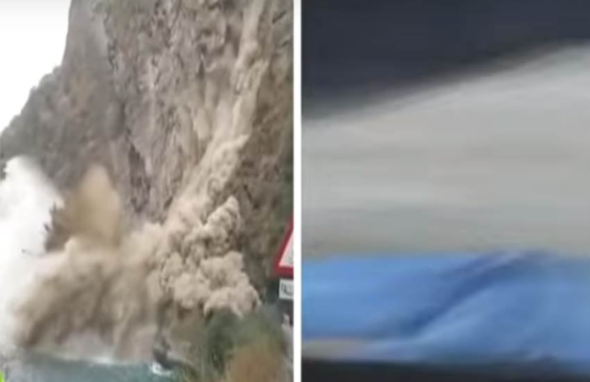 Manali landslide, National Highway, Highway blocked, Kiratpur-Manali National Highway, Mandi, भूस्खलन, पहाड़ दरका, मंडी, मनाली हाई-वे, पहाड़ गिरा, भूस्खलन, पहाड़ खिसका