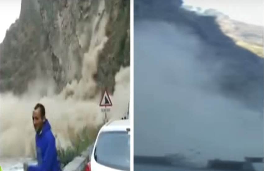 Manali landslide, National Highway, Highway blocked, Kiratpur-Manali National Highway, Mandi, भूस्खलन, पहाड़ दरका, मंडी, मनाली हाई-वे, पहाड़ गिरा, भूस्खलन, पहाड़ खिसका