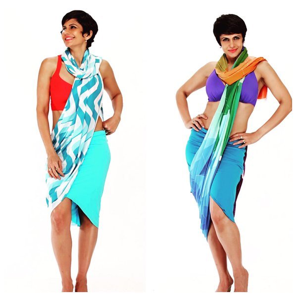 मंदिरा बेदी, मंदिरा बेदी साड़ी, मंदिरा बेदी बीच साड़ी, मंदिरा बेदी बिकनी, beachsaree, mandira bedi, mandira bedi saree, new brand of saris, Me saree, Sunburn music Festival, Sunburn Goa, Gillette India