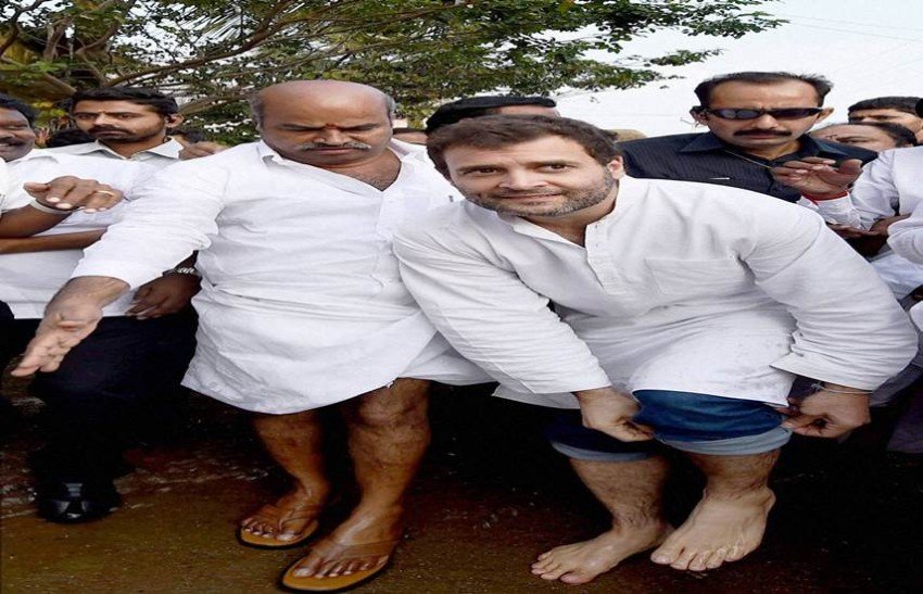Chennai: Congress Vice President Rahul Gandhi during his visit to flood affected areas in Chennai on Tuesday. PIT Photo by R Senthil Kumar
