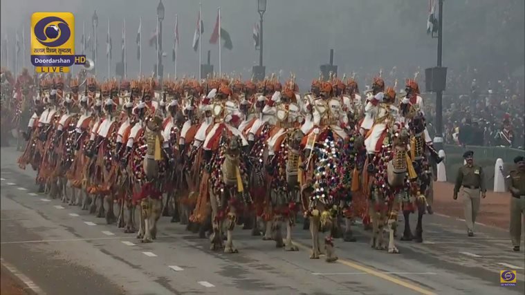 Republic Day parade, Rajpath parade, 67th Republic Day, Francois Hollande, PM Narendra Modi, Republic Day parade concludes, 67th Republic Day, flypast, IAF, Chakra, Mi-35 helicopters, Hercules, Hercules aircraft, गणतंत्र दिवस परेड, सुखोई, राजपथ परेड, भारतीय वायु सेना, पीएम नरेंद्र मोदी, फ्रांसुआ ओलांद