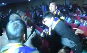 narendra modi murdabad, narendra modi, rohith vemula, PM Modi, Lucknow, PM Modi Speech Disrupted, Narendra Modi Lucknow, Uttar Pradesh, Manhamana Express, Varanasi