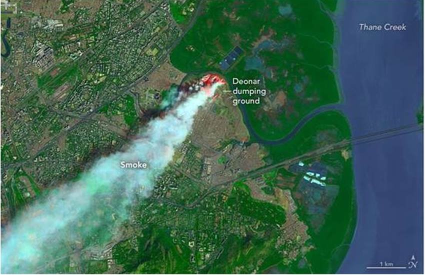 mumbai fire news, smog mumbai, Mumbai's Deonar, nasa satellite images, nasa satellite news, देवनार आग, मुंबई स्‍मॉग, नासा सैटेलाइट, नासा की तस्‍वीरें