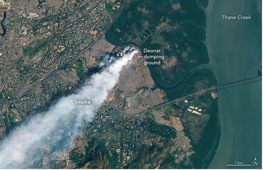 mumbai fire news, smog mumbai, Mumbai's Deonar, nasa satellite images, nasa satellite news, देवनार आग, मुंबई स्मॉग, नासा सैटेलाइट, नासा की तस्वीरें