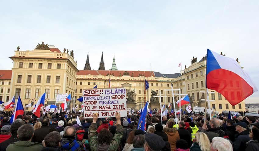 ANTI ISLAM PROTEST, ANTI ISLAM PROTEST in europe, anti immigration rally, ANTI ISLAM PROTEST photos, Patriotic Europeans Against the Islamisation of the West, PEGIDA, Prague, Amsterdam, Dresden, Calais and Canberra