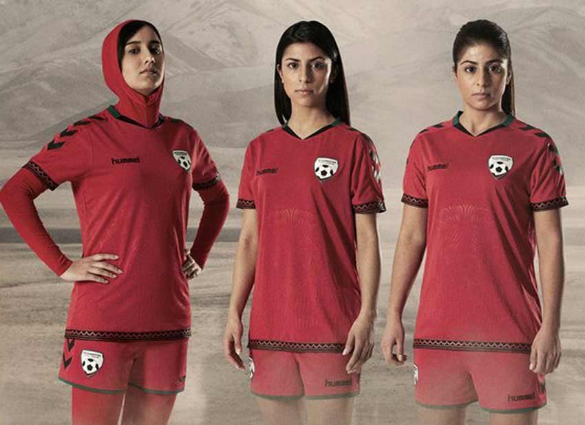 Afghani women's team gets jersey, integrated hijab, International Women's Day, New kits, Sport, Soccer, Afghanistan, soccer, hijab, hummel, Afghan Football Federation