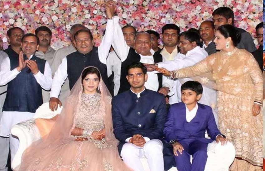 aditya yadav, aditya yadav wedding, aditya yadav raj lakshmi singh wedding, aditya yadav reception, Shivpal's son marriage reception party, janata parivar, आदित्‍य यादव रिशेप्‍सन, शिवपाल यादव के बेटे की शादी, आदित्‍य यादव राजलक्ष्‍मी सिंह शादी, मुलायम सिंह यादव