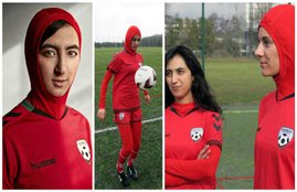 Afghani women's team gets jersey, integrated hijab, International Women's Day, New kits, Sport, Soccer, Afghanistan, soccer, hijab, hummel, Afghan Football Federation