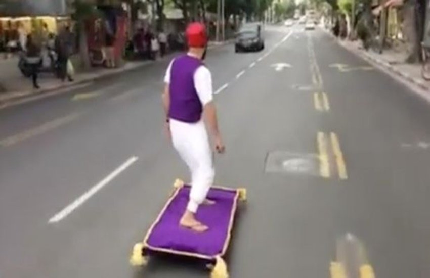 aladdin, real life Aladdin, Agrabah, Tel Aviv, Israel, magic carpet, Video, Facebook, celebration of Purim