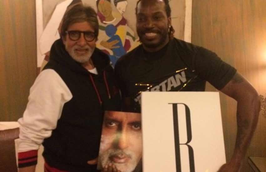 Amitabh Bachchan, chris gayle, amitabh bachchan gayle, gayle meets amitabh bachchan india vs west indies, world cup t20, T20 world cup, Big B, WCT20 2016, वर्ल्ड कप टी-20,वर्ल्ड टी-20,टी-20 वर्ल्ड कप, क्रिस गेल, अमिताभ बच्चन,