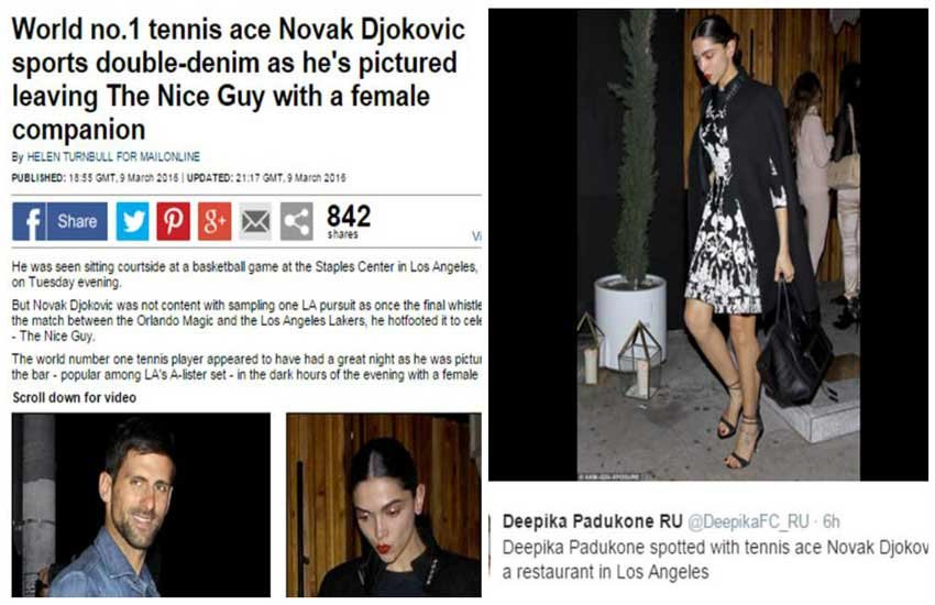 deepika padukone, deepika, novak djokovic, djokovic, novak, deepika novak, deepika padukone in LA, deepika padukone news, deepika padukone latest news, deepika latest news, novak deepika news, entertainment news