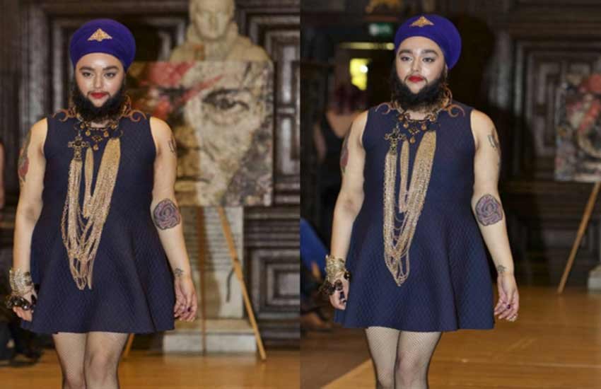 harnaam Kaur, bearded lady, fashion show, instagram, london, marianna harutunian, ramp walk, royal fashion day,london fashion, sikh, body positivity, self-love