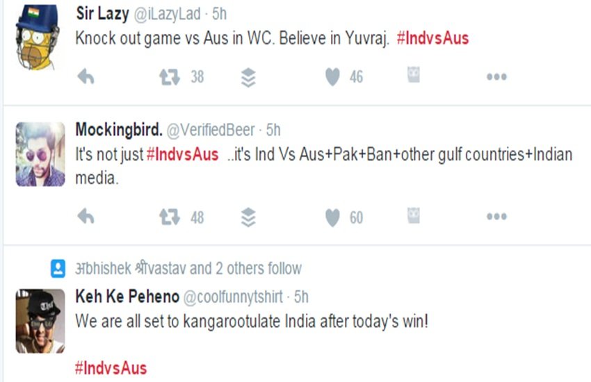 India v Australia at Mohali, t20-world-cup, Twitter reactions, ms dhoni, ind vs aus, virat kohli, yuvraj singh, yograj singh, world t20 news hindi, india vs australia, india australia, india australia world twenty20 sports news hindi, cricket news hindi, भारत ऑस्‍ट्रेलिया मोहाली, वर्ल्‍ड टी20 टी20 वर्ल्‍ड कप, सोशल मीडिया ट्रेंड, विराट कोहली, धोनी, युवराज सिंह, भारत ऑस्‍ट्रेलिया वर्ल्‍ड टी20