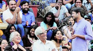 Harbans Mukhia, Romila Thapar, Kanhaiya Kumar, Nationalism Class, JNU Admin Block, JNU, Delhi