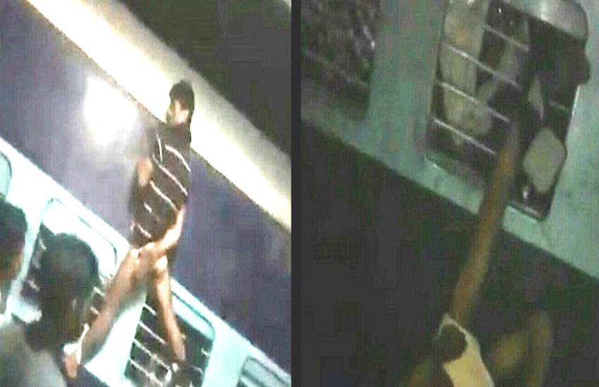 mp man beaten, man beaten for water, man tied to train and beaten, mp man tied to train, man tied to train, mp news, bhopal news, india news, latest news, पानी पीने पर युवक को पीटा, युवक को ट्रेन से बांधकर पीटा, Man who tied to train's window and beaten up found in gujarat, Itarsi railway station, viral video of jabalpur railway station, patliputra lokmanya tilak terminus train, jabalpur railway station, indian railway madhya pradesh latest news, jabalpur breaking news, ट्रेन से उलटा लटकाया वीडीयो वायरल, पानी के लिए ट्रेन से उलटा लटकाया, एमपी, जबलपुर, इटारसी स्टेशन, हैवानियत, पानी