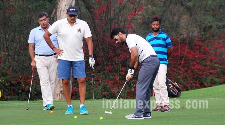 MS Dhoni, MS Dhoni India, MS Dhoni Golf, Dhoni golf, Rohit Sharma, Ravi Shastri, Indian cricket team, Team India, Cricket, Dhoni golf photos