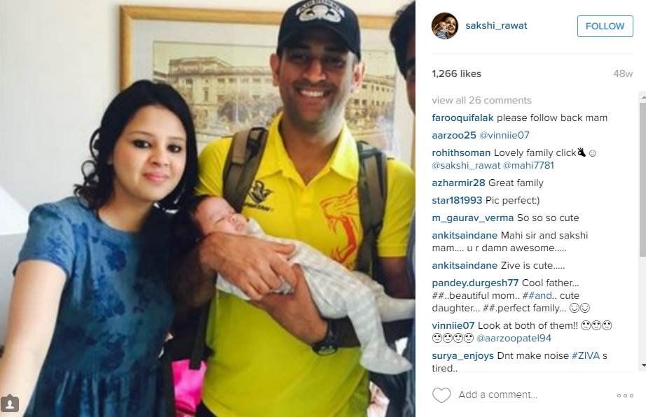 ms dhoni, ms dhoni wife, Sakshi Dhoni, Sakshi Dhoni on Instagram, Sakshi shares First Photo, sakshi dhoni glamorous look, first photo on instagram, sports latest news, ms dhoni with sakshi, ms dhoni Ziva, icc world twenty20, cricket news in hindi, ms dhoni family, ms dhoni photos, sakshi photos