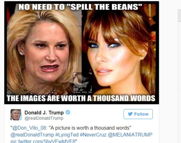 Ted Cruz, Donald Trump, Ted Cruz wife, Trump wife, Trump Cruz wives spat, america president election, international news, Donald Trump Wife, photos donald trump wife, trump wife, malenina, malenina bold pics, bold pics of Donald trump wife, us election 2016, us election 2016 polls, donald trump poll, donald trump poll, डोनाल्‍ड ट्रंप, अमेरिकी राष्‍ट्रपति चुनाव, मेलेनिया ट्रंप