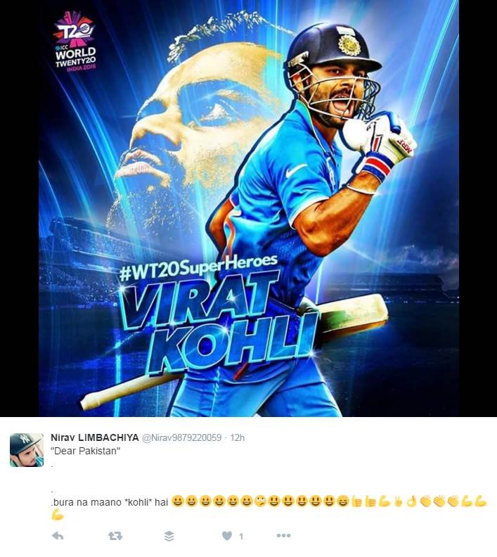 भारतीय जीत के नायक विराट कोहली ने इस साल टी20 अंतरराष्ट्रीय में 107.50 की औसत से 430 रन बना लिये हैं। टी20 में उनका करियर औसत 53.55 है जो किसी भी बल्लेबाज का सर्वाधिक औसत है।